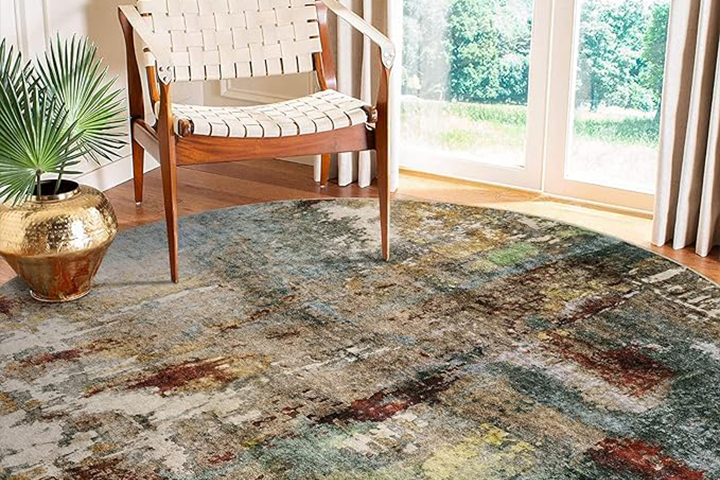 فرش ماشینی گرد در دکوراسیون منزل