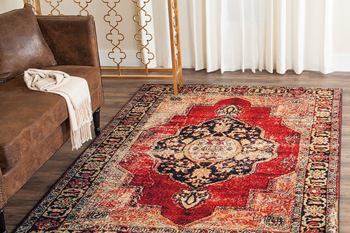 فرش ماشینی طرح دستبافت قرمز